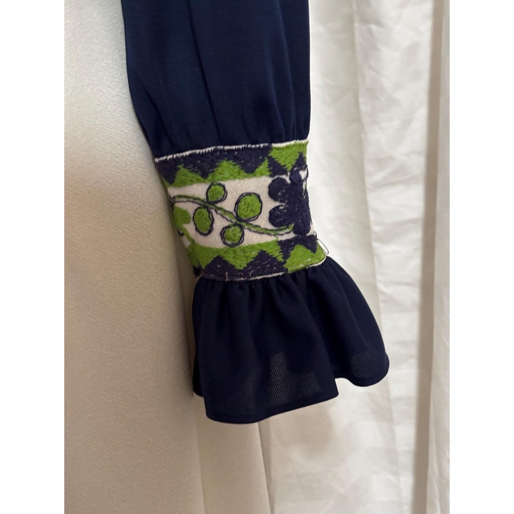 Vintage Maxi Dress Mel Warshaw Full Length Belted S/M Groovy Embro 1970's - Picture 6 of 8